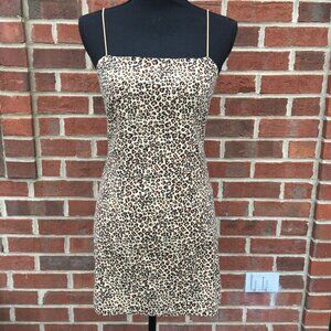 Kendall & Kylie Mini Bodycon Dress Med Tan Leopard Animal Print Stretch Mobwife